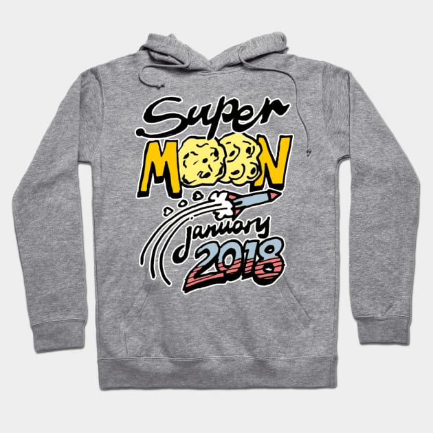 Supermoon / Super Moon January 2018 Hoodie by sketchnkustom